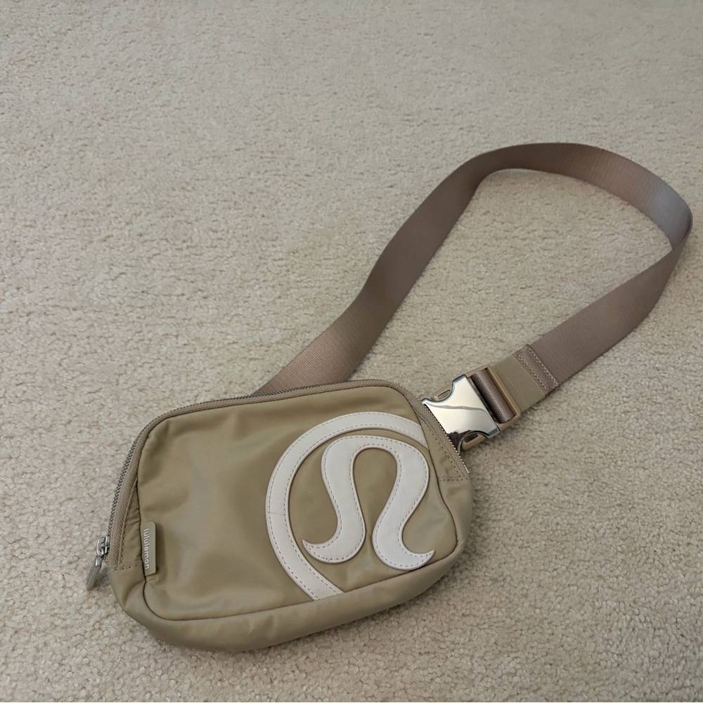 lululemon athletica Beige Tan Belt Bag with Cream Logo